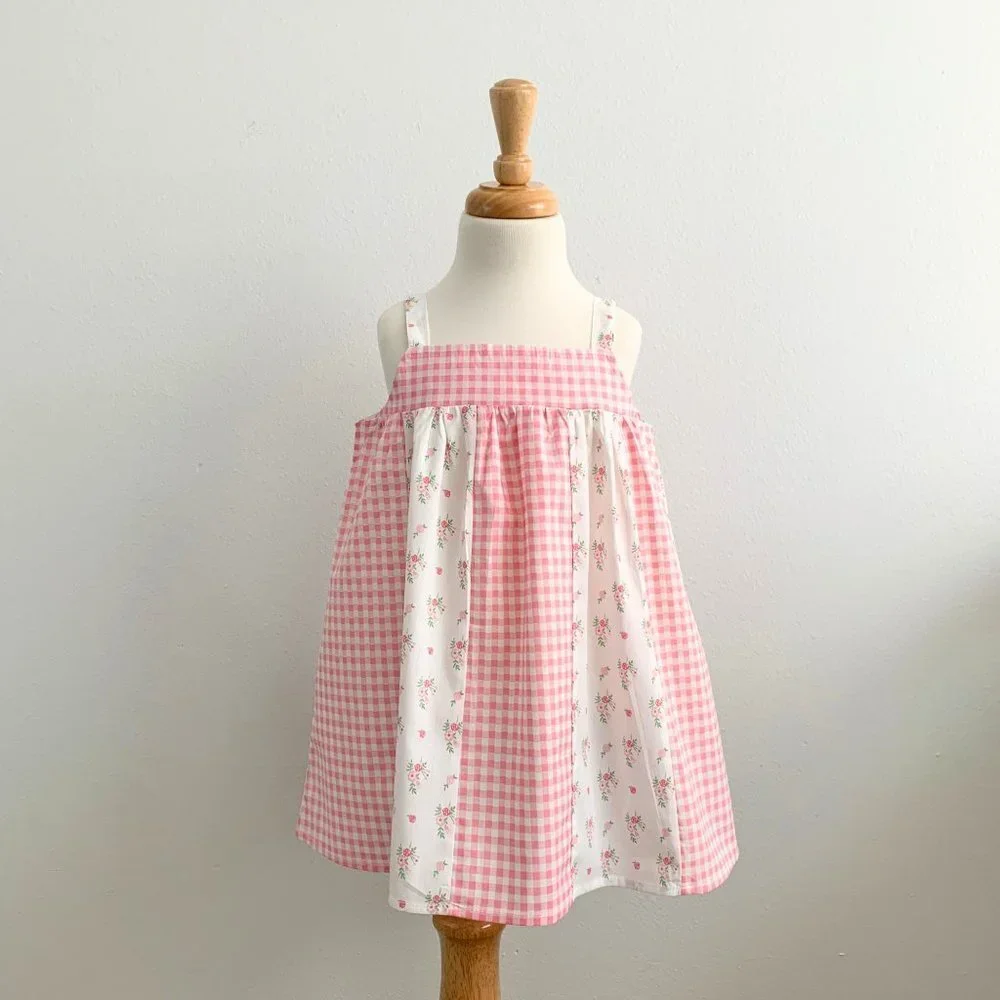 NWT Pretty Girls Spring & Summer Dress Bohemian Princess Floral & Gingham 18-24M - Picture 2 of 8